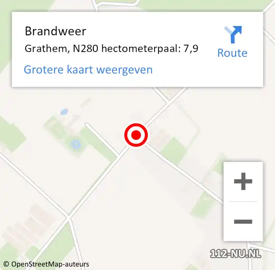 Locatie op kaart van de 112 melding: Brandweer Grathem, N280 hectometerpaal: 7,9 op 5 juni 2014 15:26