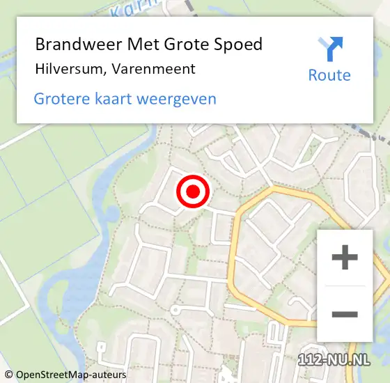 Locatie op kaart van de 112 melding: Brandweer Met Grote Spoed Naar Hilversum, Varenmeent op 22 maart 2021 08:06