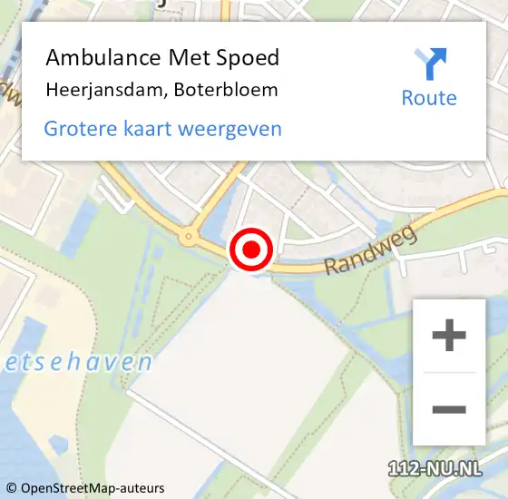 Locatie op kaart van de 112 melding: Ambulance Met Spoed Naar Heerjansdam, Boterbloem op 22 maart 2021 09:14