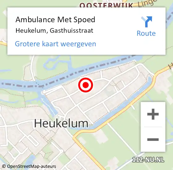 Locatie op kaart van de 112 melding: Ambulance Met Spoed Naar Heukelum, Gasthuisstraat op 22 maart 2021 10:57