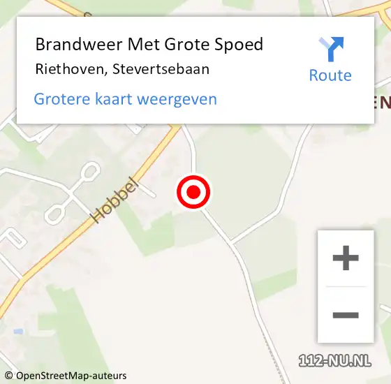 Locatie op kaart van de 112 melding: Brandweer Met Grote Spoed Naar Riethoven, Stevertsebaan op 22 maart 2021 12:33