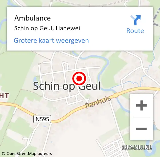 Locatie op kaart van de 112 melding: Ambulance Schin op Geul, Hanewei op 5 juni 2014 16:09