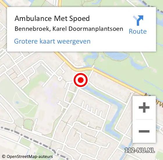 Locatie op kaart van de 112 melding: Ambulance Met Spoed Naar Bennebroek, Karel Doormanplantsoen op 22 maart 2021 13:57