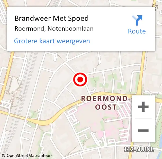 Locatie op kaart van de 112 melding: Brandweer Met Spoed Naar Roermond, Notenboomlaan op 22 maart 2021 14:21