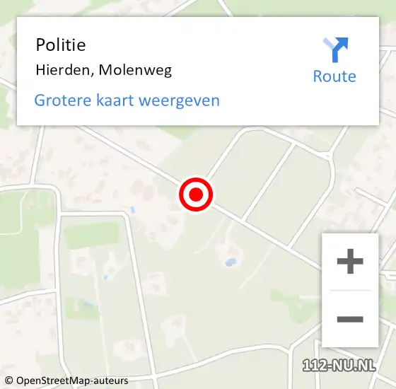 Locatie op kaart van de 112 melding: Politie Hierden, Molenweg op 22 maart 2021 14:47