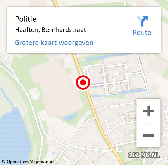 Locatie op kaart van de 112 melding: Politie Haaften, Bernhardstraat op 22 maart 2021 15:00