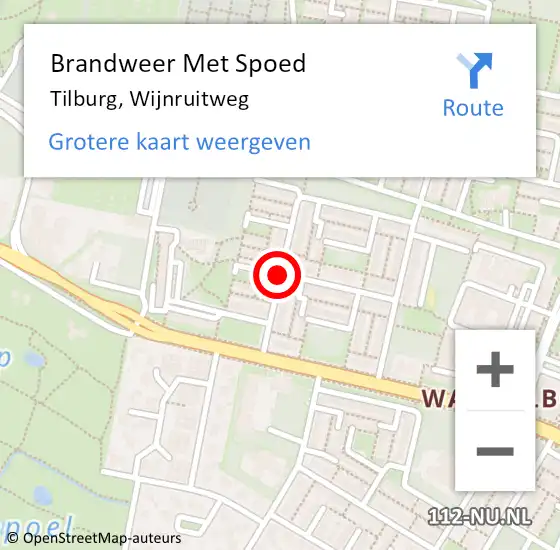 Locatie op kaart van de 112 melding: Brandweer Met Spoed Naar Tilburg, Wijnruitweg op 22 maart 2021 15:48