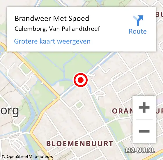 Locatie op kaart van de 112 melding: Brandweer Met Spoed Naar Culemborg, Van Pallandtdreef op 22 maart 2021 16:26