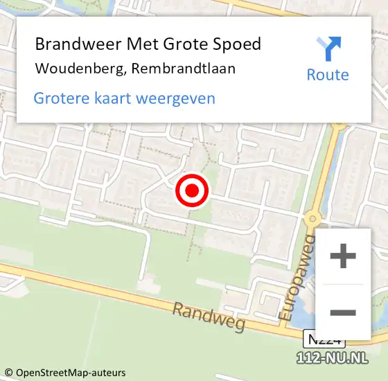 Locatie op kaart van de 112 melding: Brandweer Met Grote Spoed Naar Woudenberg, Rembrandtlaan op 22 maart 2021 17:08