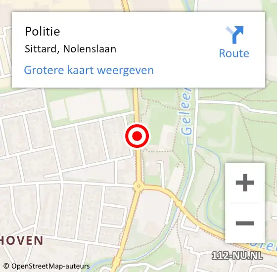 Locatie op kaart van de 112 melding: Politie Sittard, Nolenslaan op 22 maart 2021 17:10