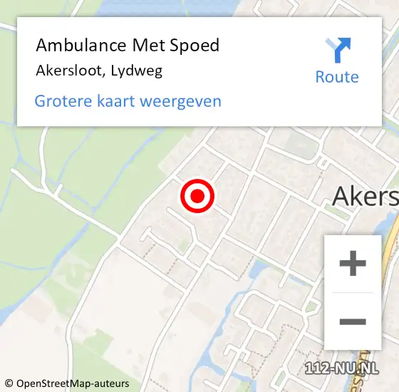 Locatie op kaart van de 112 melding: Ambulance Met Spoed Naar Akersloot, Lydweg op 22 maart 2021 17:27