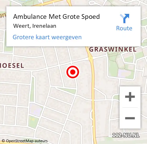 Locatie op kaart van de 112 melding: Ambulance Met Grote Spoed Naar Weert, Irenelaan op 22 maart 2021 17:45