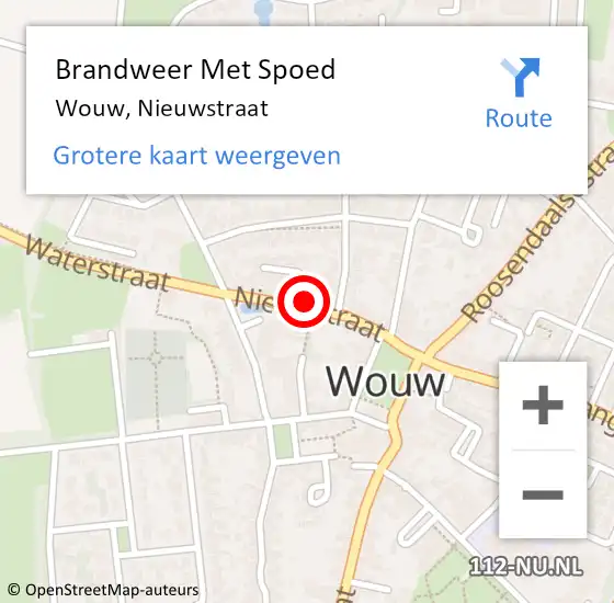 Locatie op kaart van de 112 melding: Brandweer Met Spoed Naar Wouw, Nieuwstraat op 22 maart 2021 19:02
