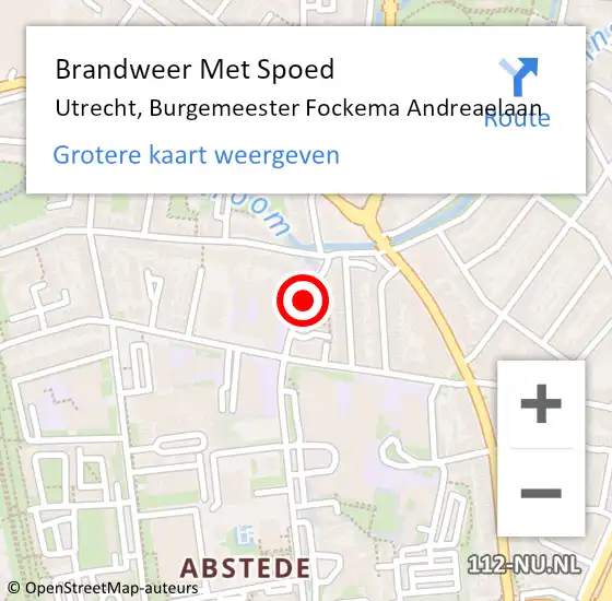 Locatie op kaart van de 112 melding: Brandweer Met Spoed Naar Utrecht, Burgemeester Fockema Andreaelaan op 22 maart 2021 19:09