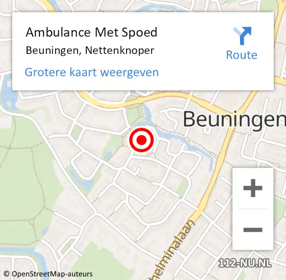 Locatie op kaart van de 112 melding: Ambulance Met Spoed Naar Beuningen, Nettenknoper op 22 maart 2021 19:18