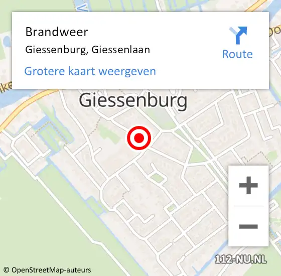 Locatie op kaart van de 112 melding: Brandweer Giessenburg, Giessenlaan op 22 maart 2021 20:05