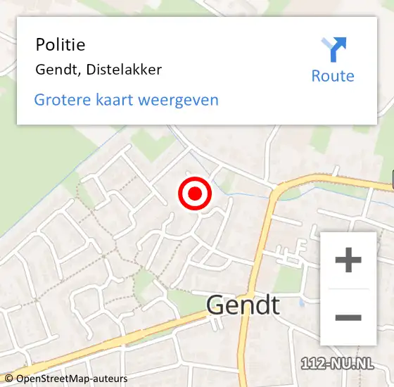 Locatie op kaart van de 112 melding: Politie Gendt, Distelakker op 22 maart 2021 20:17