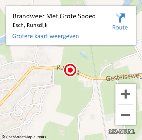 Locatie op kaart van de 112 melding: Brandweer Met Grote Spoed Naar Esch, Runsdijk op 22 maart 2021 20:43