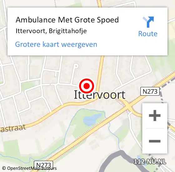 Locatie op kaart van de 112 melding: Ambulance Met Grote Spoed Naar Ittervoort, Brigittahofje op 22 maart 2021 21:04