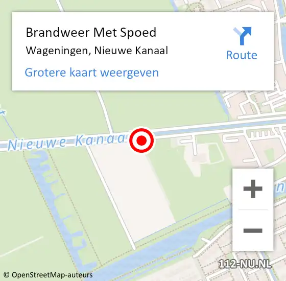 Locatie op kaart van de 112 melding: Brandweer Met Spoed Naar Wageningen, Nieuwe Kanaal op 22 maart 2021 21:15