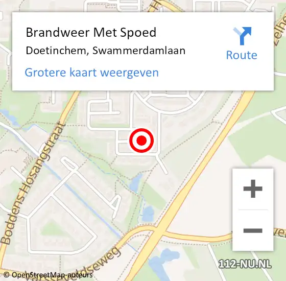 Locatie op kaart van de 112 melding: Brandweer Met Spoed Naar Doetinchem, Swammerdamlaan op 22 maart 2021 21:33