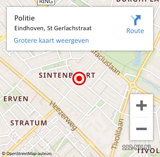 Locatie op kaart van de 112 melding: Politie Eindhoven, St Gerlachstraat op 5 juni 2014 17:08