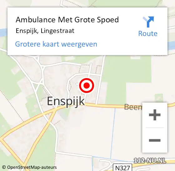 Locatie op kaart van de 112 melding: Ambulance Met Grote Spoed Naar Enspijk, Lingestraat op 23 maart 2021 04:45