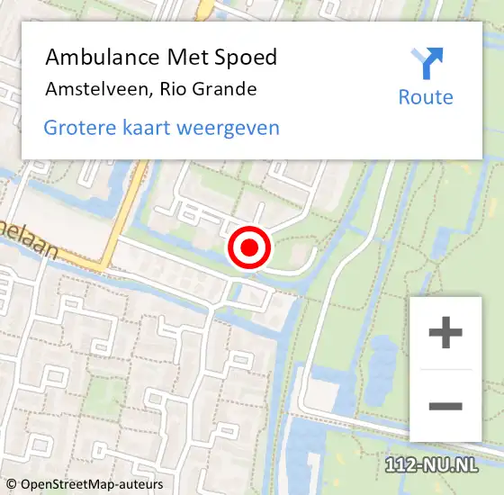 Locatie op kaart van de 112 melding: Ambulance Met Spoed Naar Amstelveen, Rio Grande op 23 maart 2021 06:11