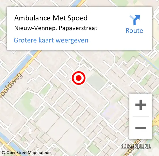 Locatie op kaart van de 112 melding: Ambulance Met Spoed Naar Nieuw-Vennep, Papaverstraat op 23 maart 2021 09:02