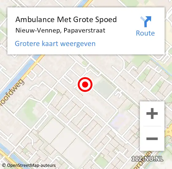 Locatie op kaart van de 112 melding: Ambulance Met Grote Spoed Naar Nieuw-Vennep, Papaverstraat op 23 maart 2021 09:06