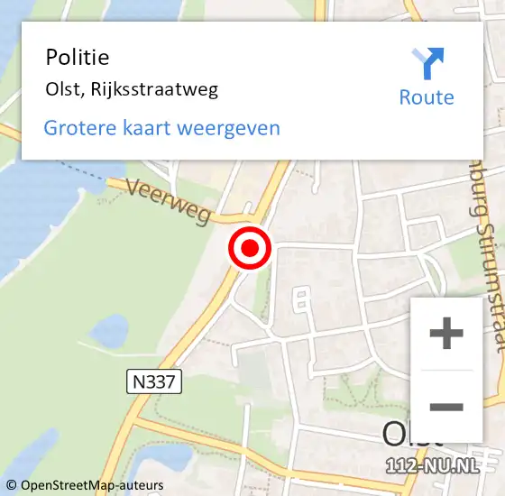 Locatie op kaart van de 112 melding: Politie Olst, Rijksstraatweg op 23 maart 2021 09:58
