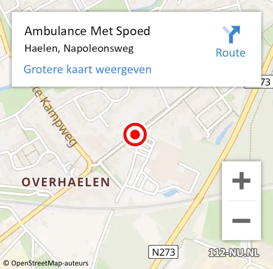 Locatie op kaart van de 112 melding: Ambulance Met Spoed Naar Haelen, Napoleonsweg op 23 maart 2021 10:11