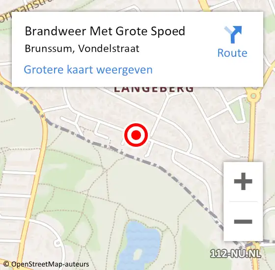 Locatie op kaart van de 112 melding: Brandweer Met Grote Spoed Naar Brunssum, Vondelstraat op 23 maart 2021 12:34