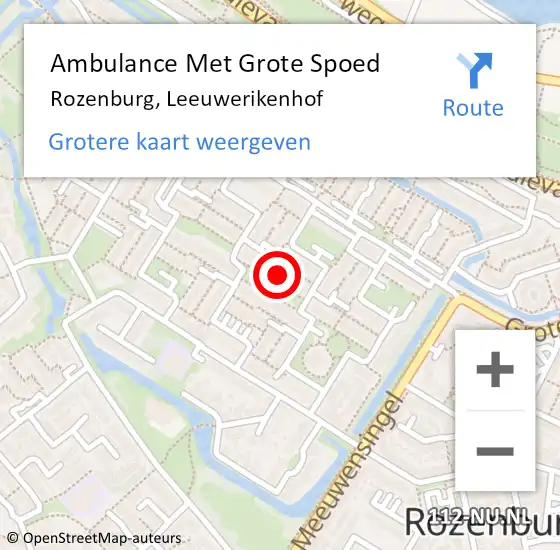 Locatie op kaart van de 112 melding: Ambulance Met Grote Spoed Naar Rozenburg, Leeuwerikenhof op 23 maart 2021 13:32