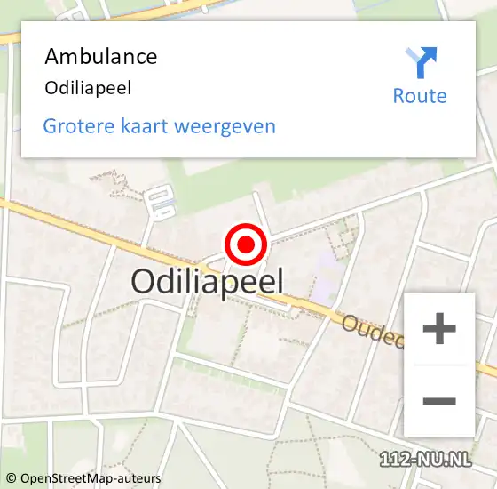 Locatie op kaart van de 112 melding: Ambulance Odiliapeel op 23 maart 2021 13:37