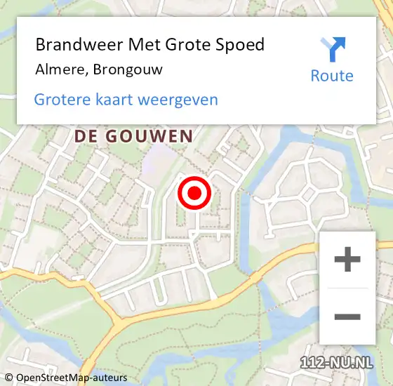Locatie op kaart van de 112 melding: Brandweer Met Grote Spoed Naar Almere, Brongouw op 23 maart 2021 13:45