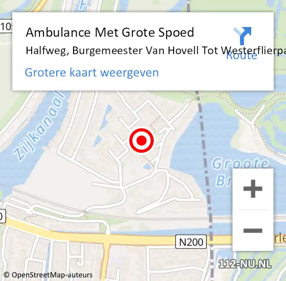 Locatie op kaart van de 112 melding: Ambulance Met Grote Spoed Naar Halfweg, Burgemeester Van Hovell Tot Westerflierpad op 23 maart 2021 13:47