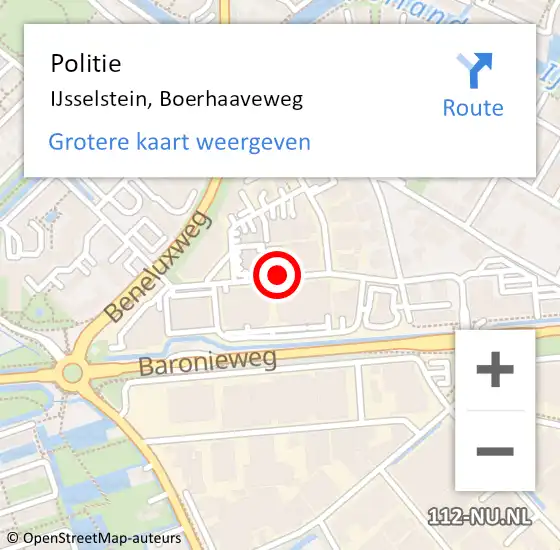 Locatie op kaart van de 112 melding: Politie IJsselstein, Boerhaaveweg op 23 maart 2021 13:54