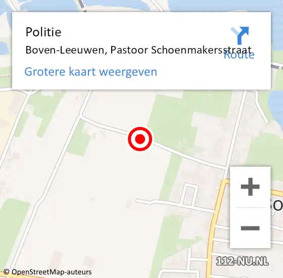 Locatie op kaart van de 112 melding: Politie Boven-Leeuwen, Pastoor Schoenmakersstraat op 23 maart 2021 14:09