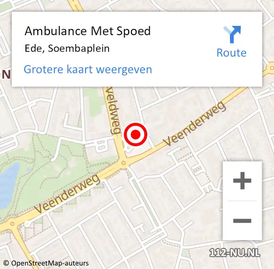 Locatie op kaart van de 112 melding: Ambulance Met Spoed Naar Ede, Soembaplein op 23 maart 2021 14:36