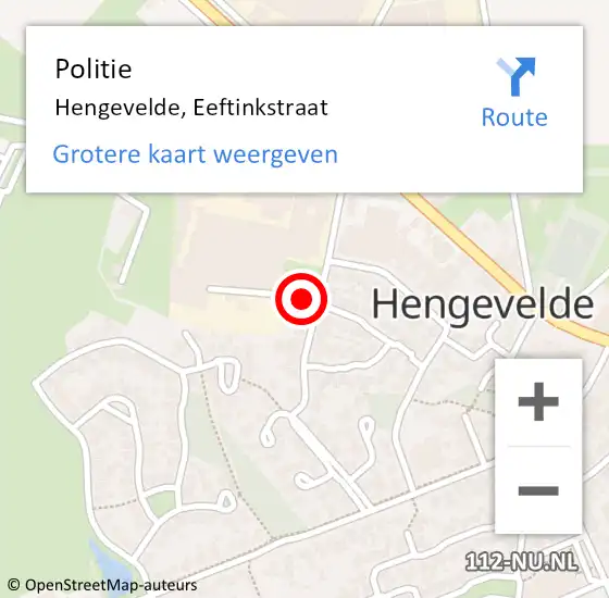 Locatie op kaart van de 112 melding: Politie Hengevelde, Eeftinkstraat op 23 maart 2021 14:53