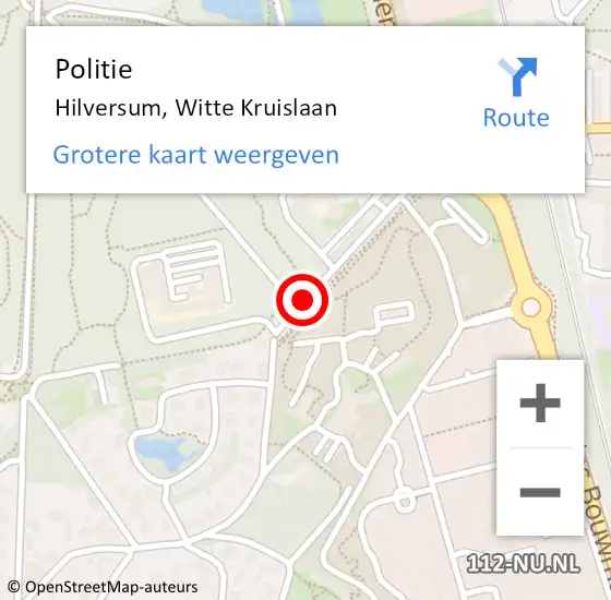 Locatie op kaart van de 112 melding: Politie Hilversum, Witte Kruislaan op 23 maart 2021 15:48