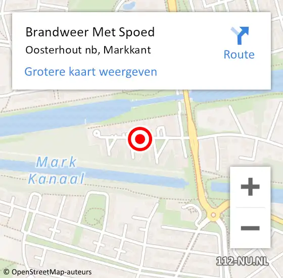 Locatie op kaart van de 112 melding: Brandweer Met Spoed Naar Oosterhout nb, Markkant op 23 maart 2021 17:16