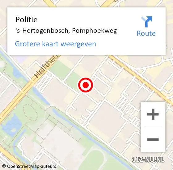 Locatie op kaart van de 112 melding: Politie 's-Hertogenbosch, Pomphoekweg op 23 maart 2021 20:14