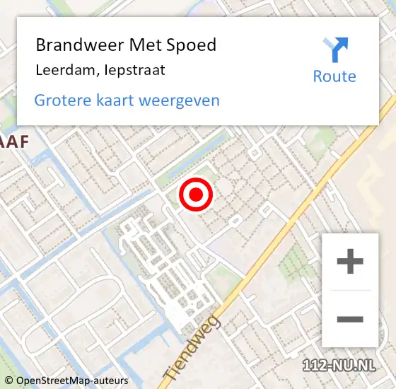 Locatie op kaart van de 112 melding: Brandweer Met Spoed Naar Leerdam, Iepstraat op 24 maart 2021 01:35