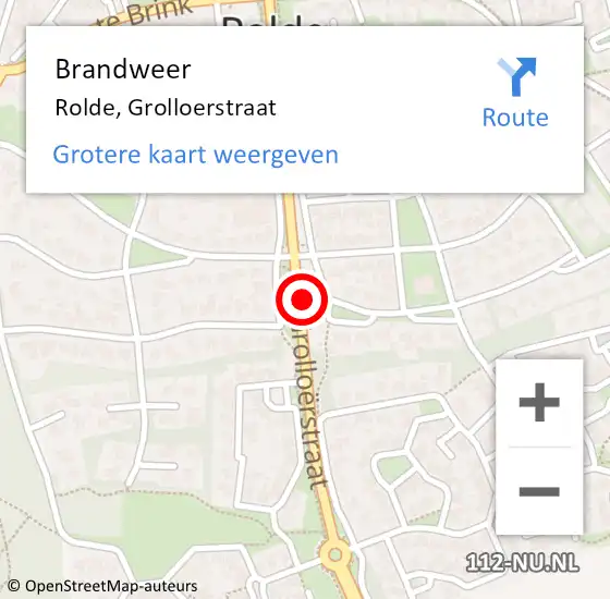 Locatie op kaart van de 112 melding: Brandweer Rolde, Grolloerstraat op 24 maart 2021 08:36