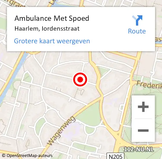 Locatie op kaart van de 112 melding: Ambulance Met Spoed Naar Haarlem, Iordensstraat op 24 maart 2021 08:53