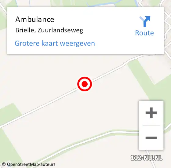 Locatie op kaart van de 112 melding: Ambulance Brielle, Zuurlandseweg op 24 maart 2021 10:06