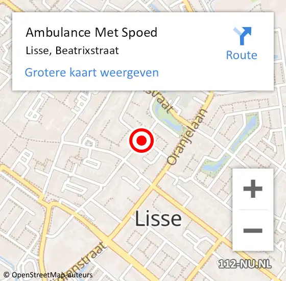 Locatie op kaart van de 112 melding: Ambulance Met Spoed Naar Lisse, Beatrixstraat op 24 maart 2021 10:54