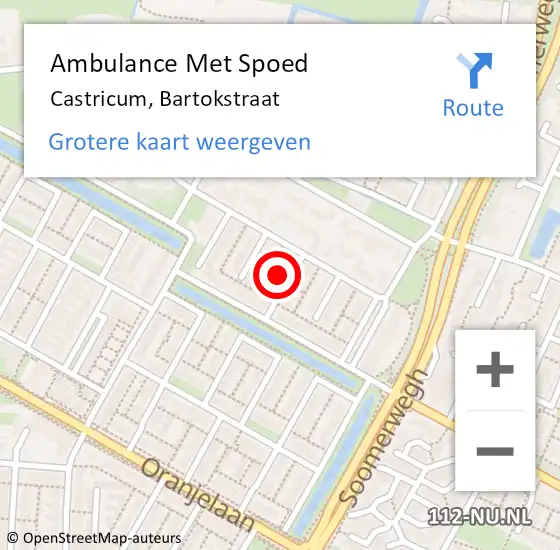 Locatie op kaart van de 112 melding: Ambulance Met Spoed Naar Castricum, Bartokstraat op 5 juni 2014 19:57